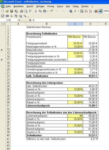 Speisenkalkulation Vorlage Speisenkalkulation Vorlage 5 Muster