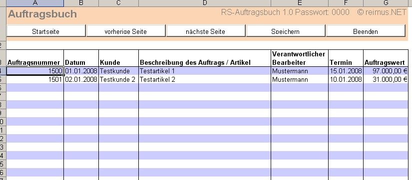 Rs Auftragsbuch Excel Tool