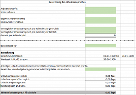 Excel Berechnung Urlaubsanspruch